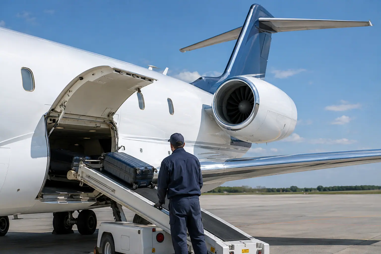 Bags loaded into a private jet